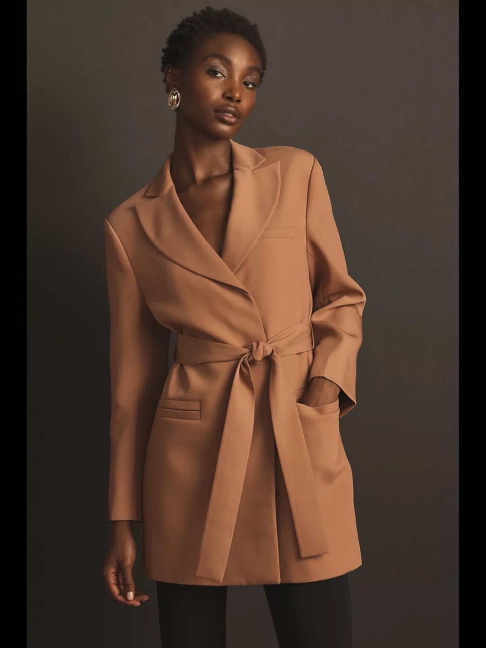 Anthropologie Mare Mare Classic Belted Tie Blazer